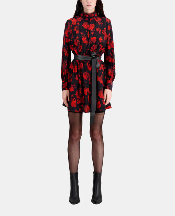 robe chemise courte imprimée en soie