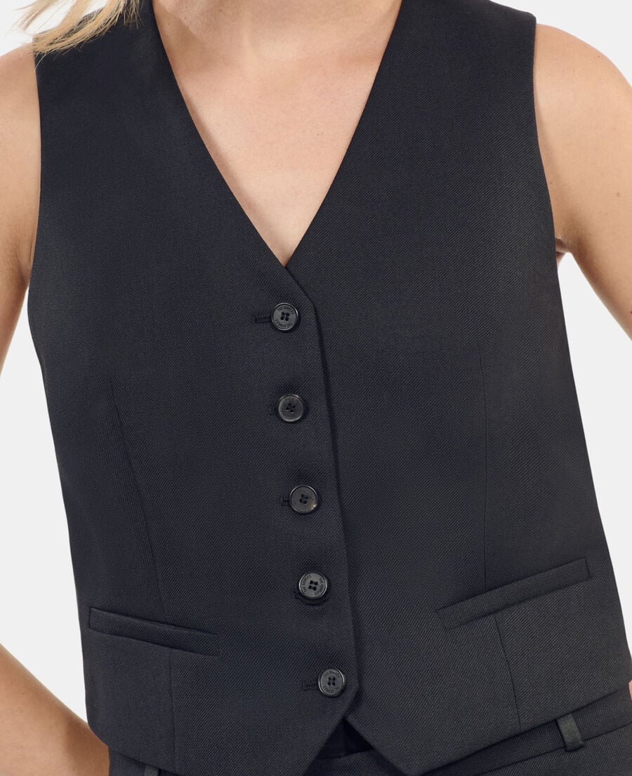 The Kooples DAMEN BLACK schwarze weste aus wolle