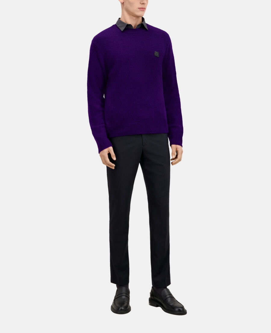 The Kooples HOMME DARK PURPLE pull en m&eacute;lange de laine et alpaga violet