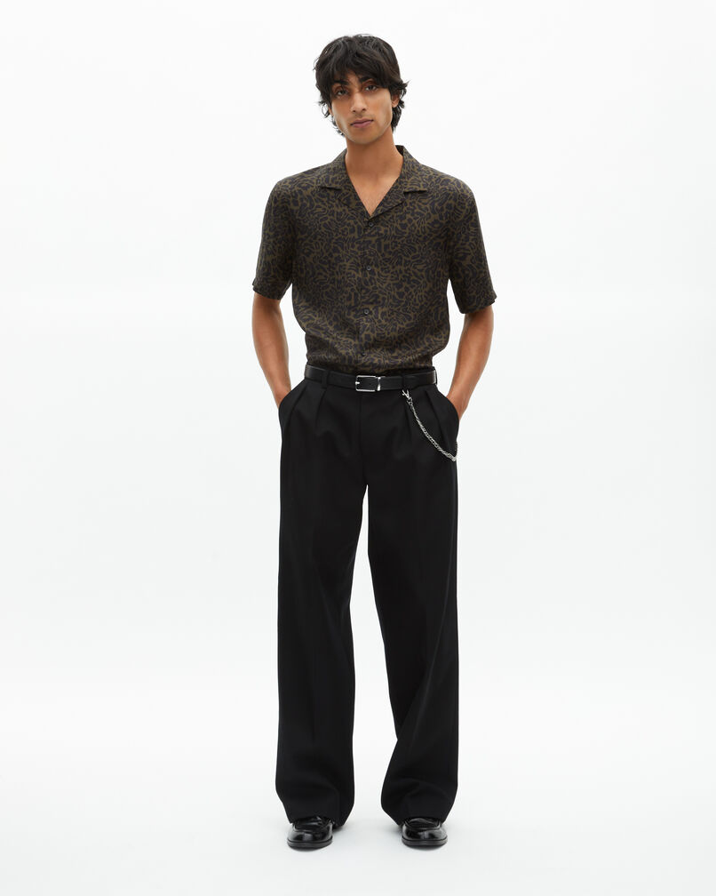 The Kooples H BLACK KAKI short-sleeved khaki leopard print shirt