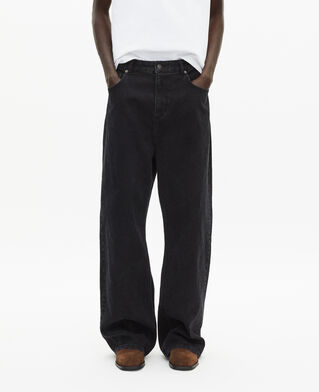 The Kooples HOMME BLACK WASHED jean baggy effet côtelé noir
