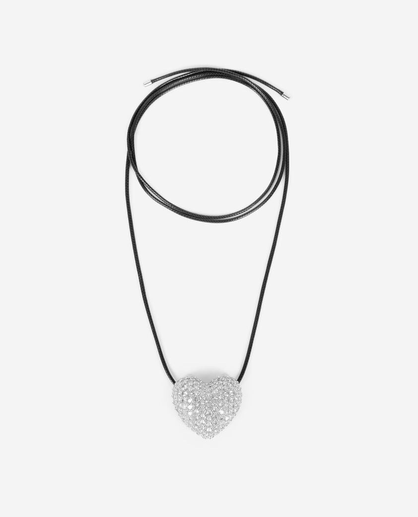 The Kooples F SILVER silver rhinestone heart pendant necklace