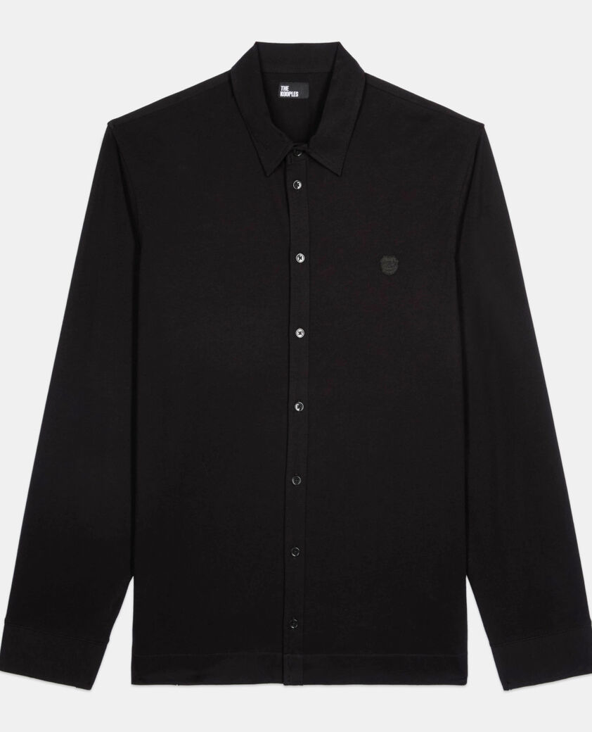 The Kooples HOMME BLACK WASHED t-shirt manches longues style chemise noir