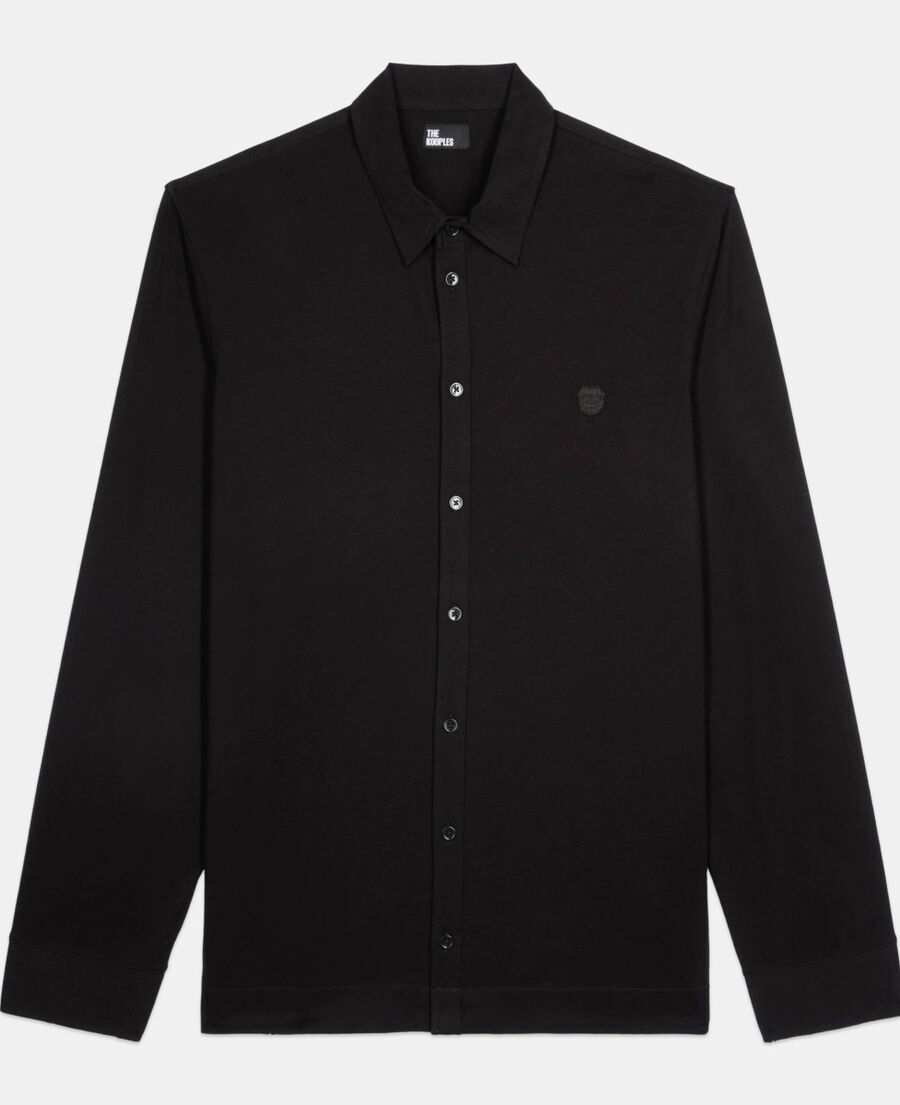 The Kooples MEN BLACK WASHED black shirt-style long-sleeved t-shirt