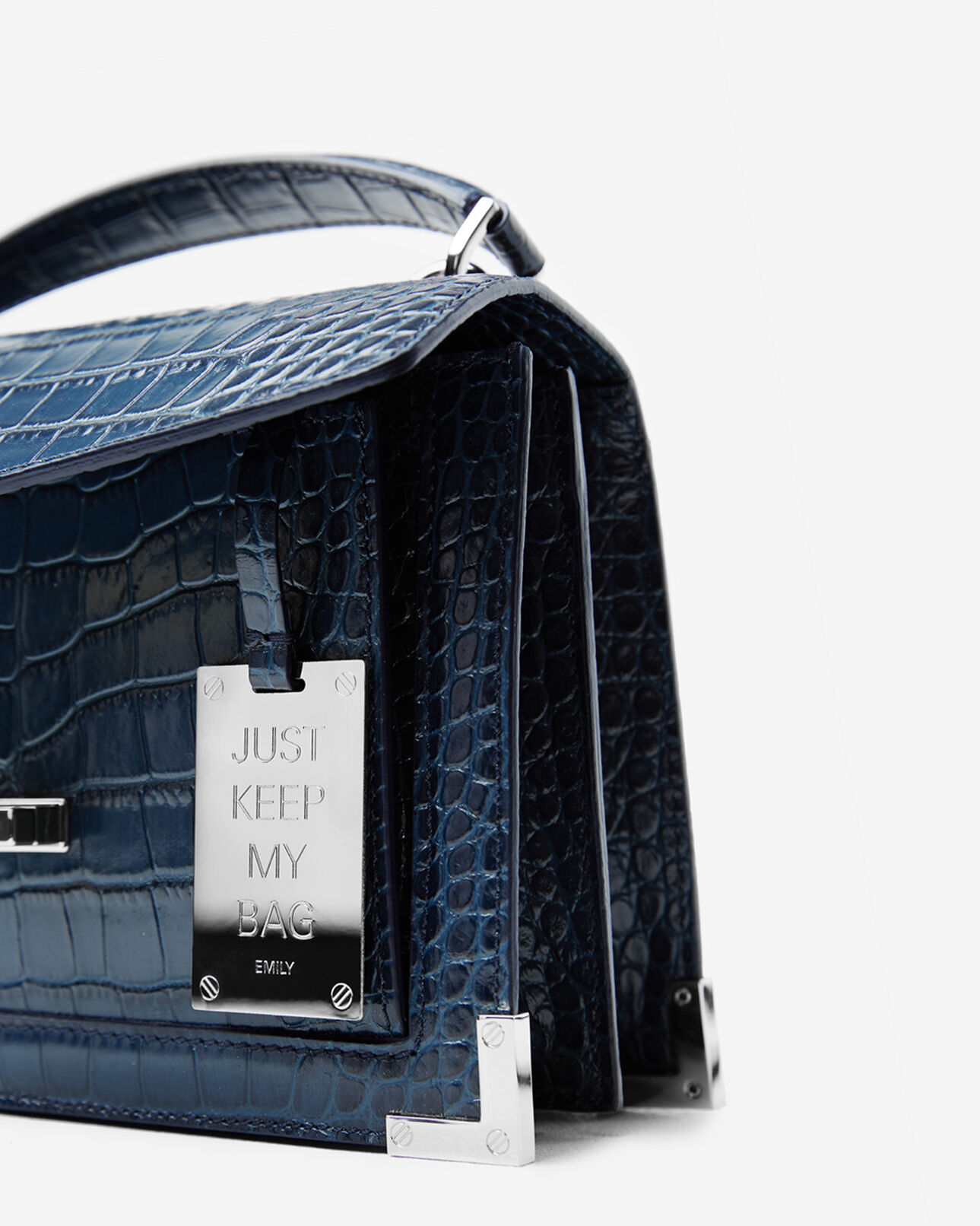 The Kooples WOMEN NAVY mini emily bag in blue mock croc
