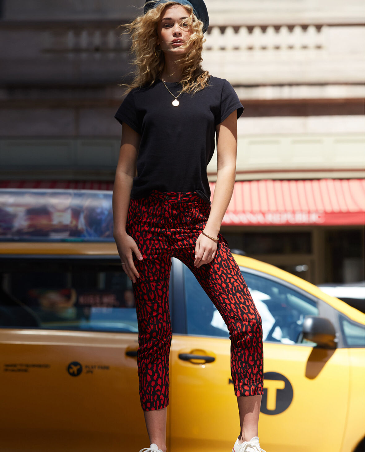 Red hotsell leopard trousers