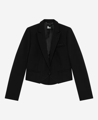 The Kooples WOMEN BLACK short asymmetrical black jacket