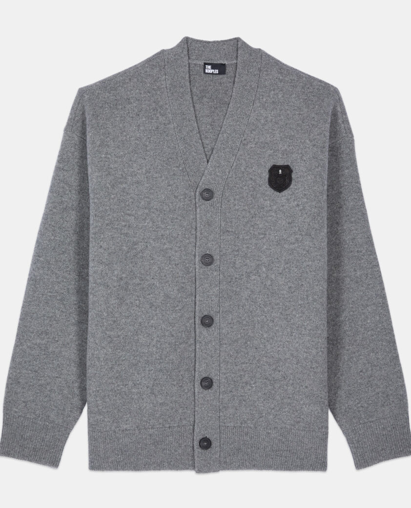 The Kooples MEN MIDDLE GREY MEL grey wool cardigan