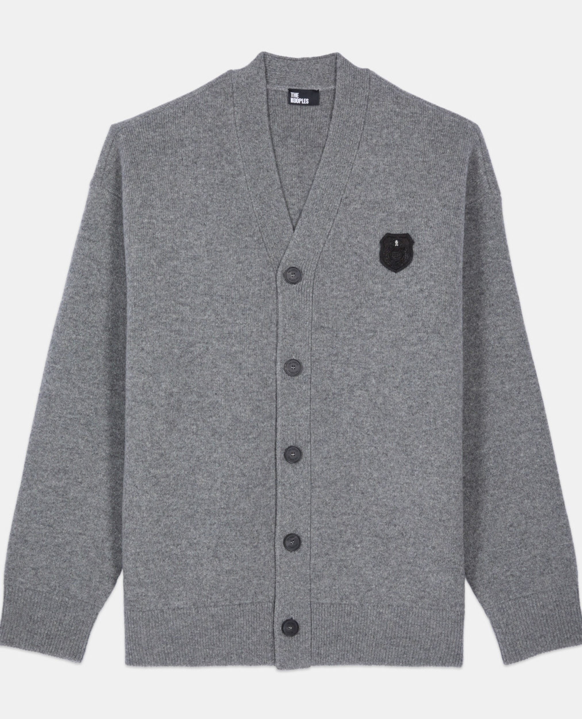 Grey wool cardigan, MIDDLE GREY MEL, hi-res image number null