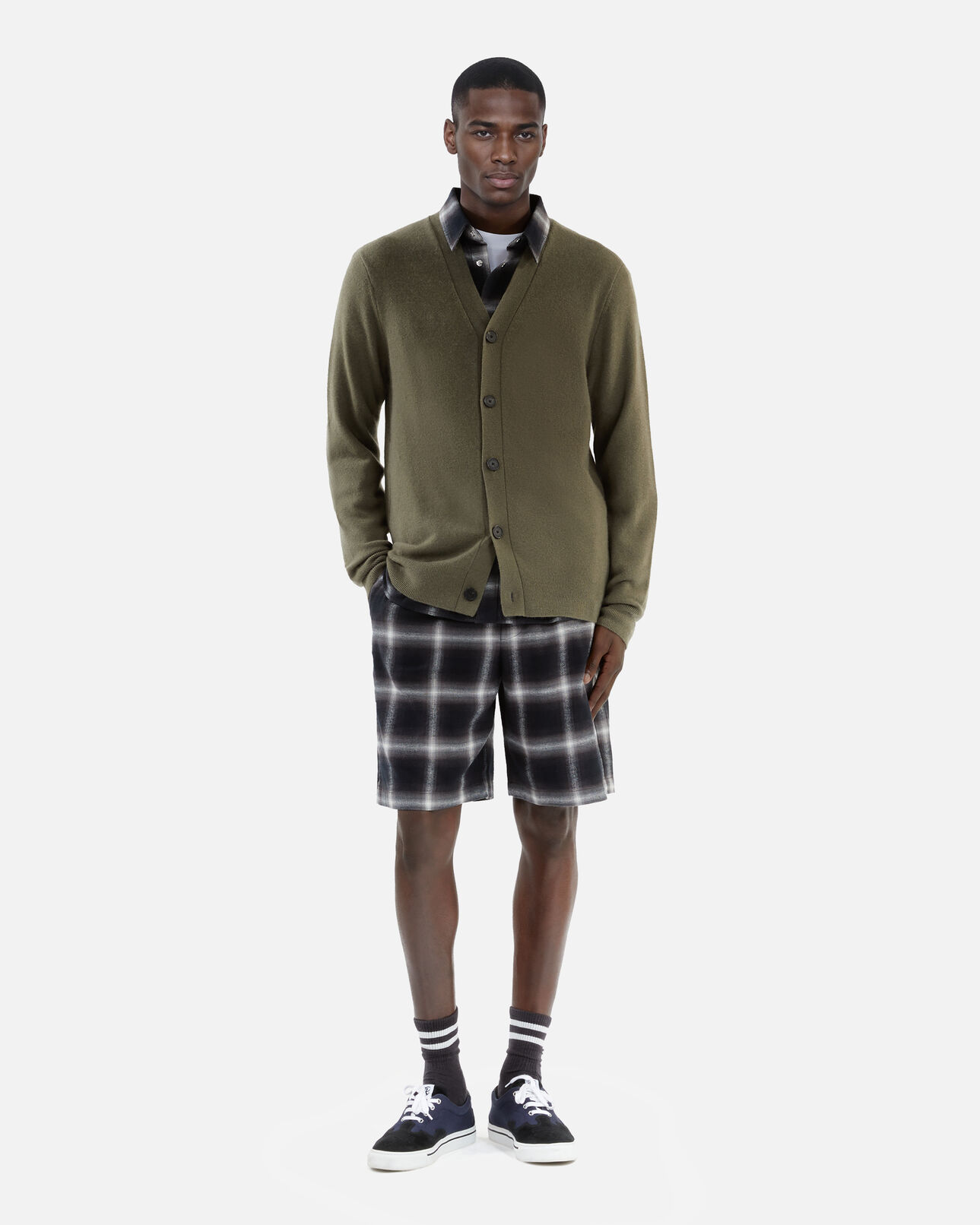 The Kooples HOMME OLIVE KAKI cardigan en cachemire kaki