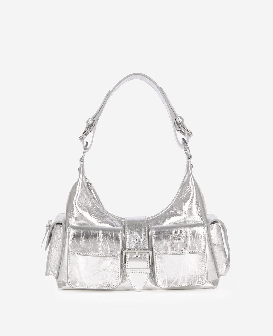 The Kooples DAMEN SILVER amelia tasche aus silbernem leder