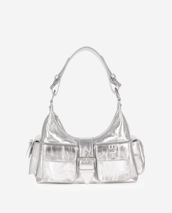 The Kooples FEMME SILVER sac amelia en cuir argenté