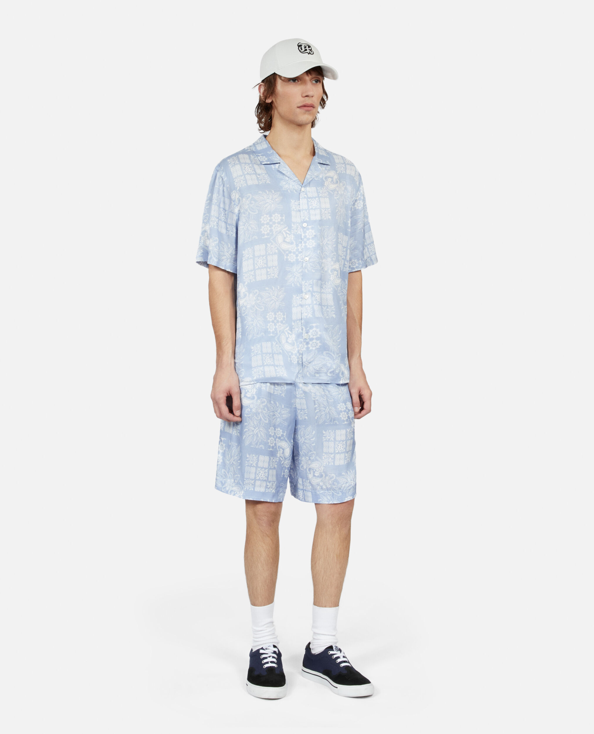 Short-sleeved printed shirt, WHITE / SKY BLUE, hi-res image number null