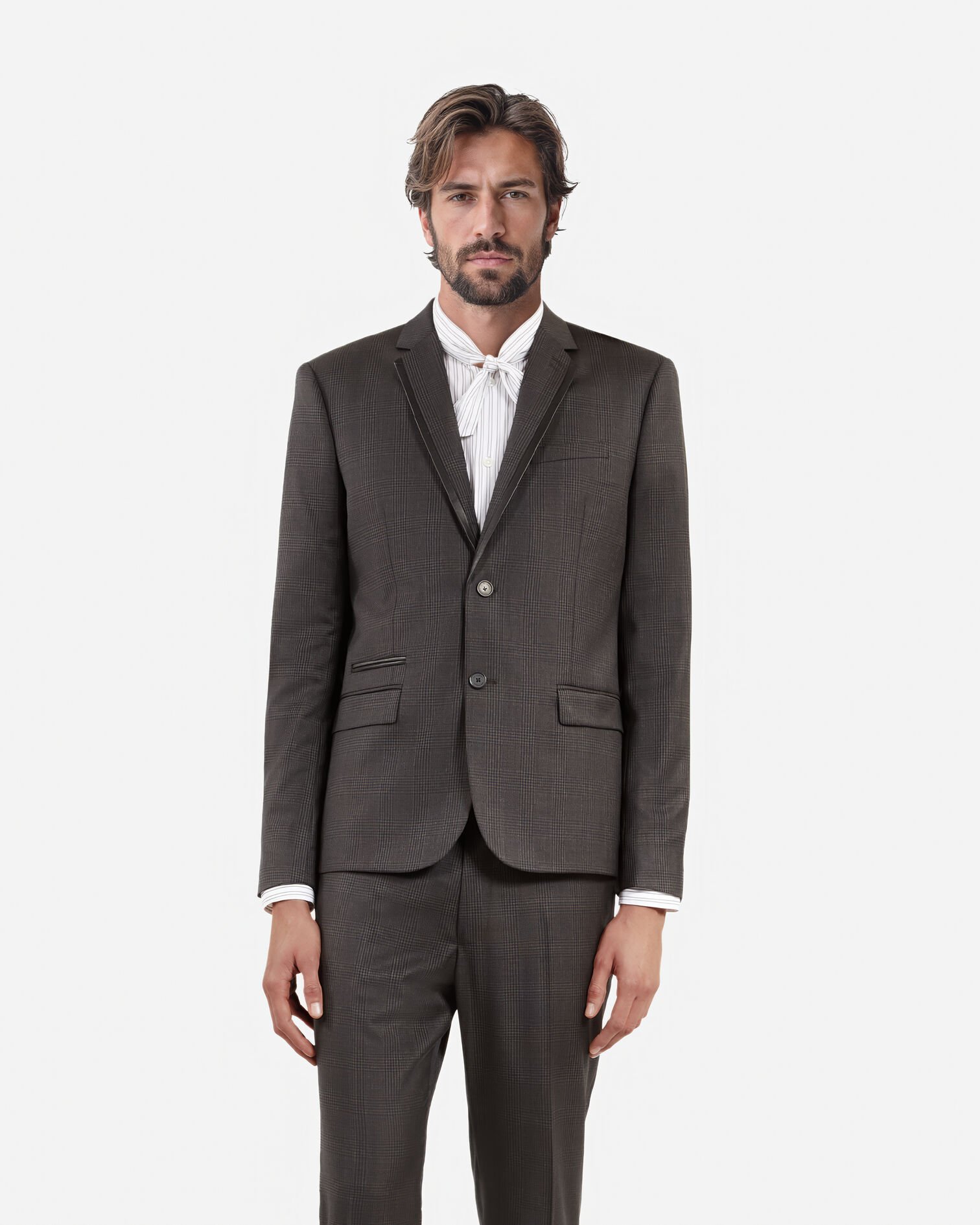 Prince of Wales grey wool suit jacket, DARK GREY, hi-res image number null