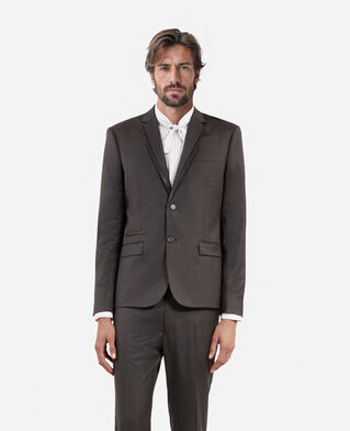 The Kooples MEN DARK GREY prince of wales grey wool suit jacket