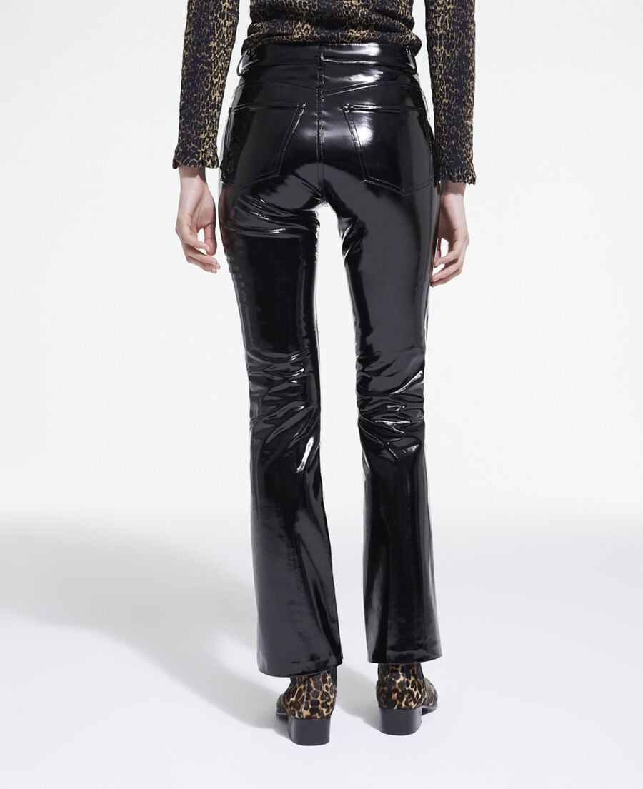 The Kooples MUJER BLACK vaqueros anchos de vinilo negros