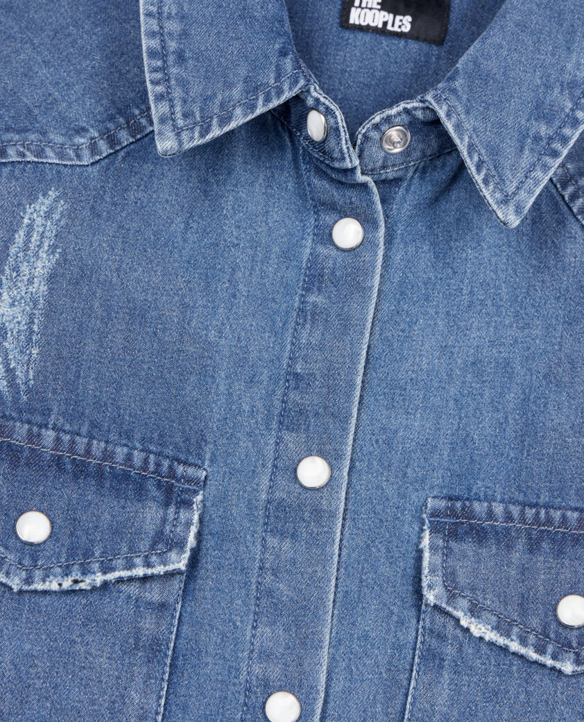 The Kooples FEMME USED RAPIECE chemise sans manches en denim bleu