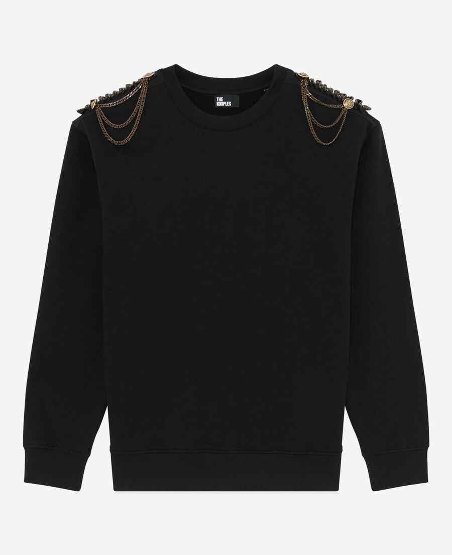 The Kooples F BLACK WASHED black chain sweatshirt