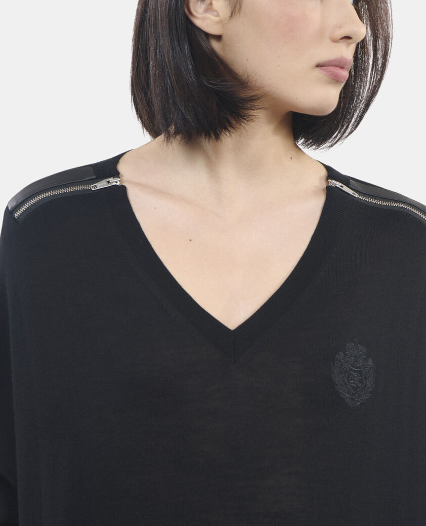 The Kooples FEMME BLACK pull en laine mérinos noire