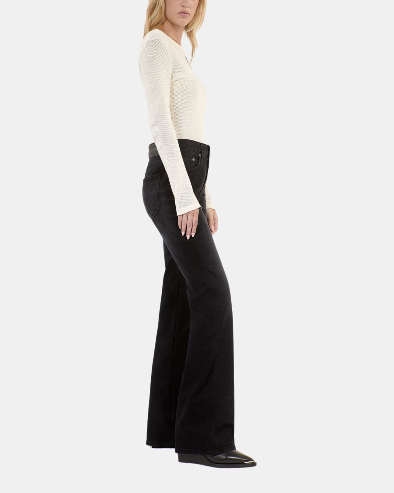 The Kooples WOMEN BLACK WASHED black flare jeans