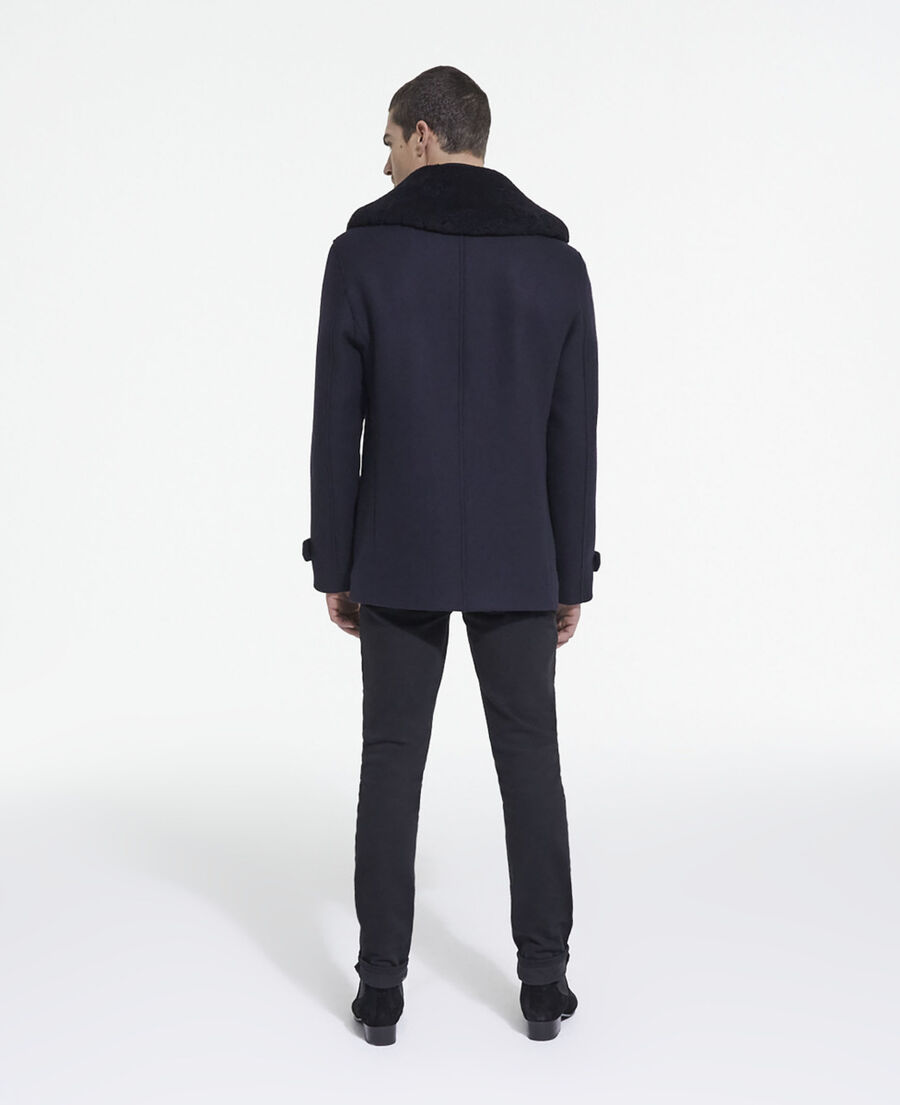 manteau en laine bleu marine