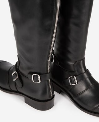 The Kooples FEMME BLACK bottes à boucles en cuir noir