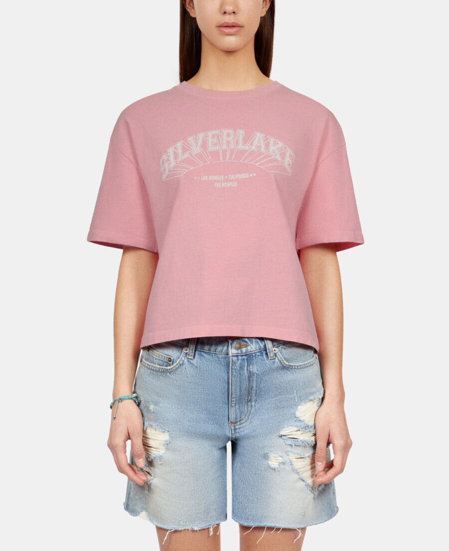 The Kooples F SWEET PINK light pink t-shirt with silverlake serigraphy