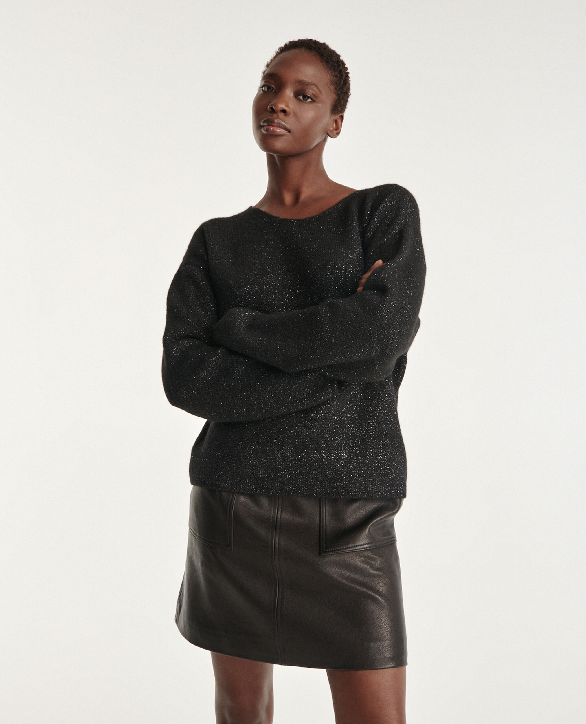 Loosefit black sweater with lurex The Kooples