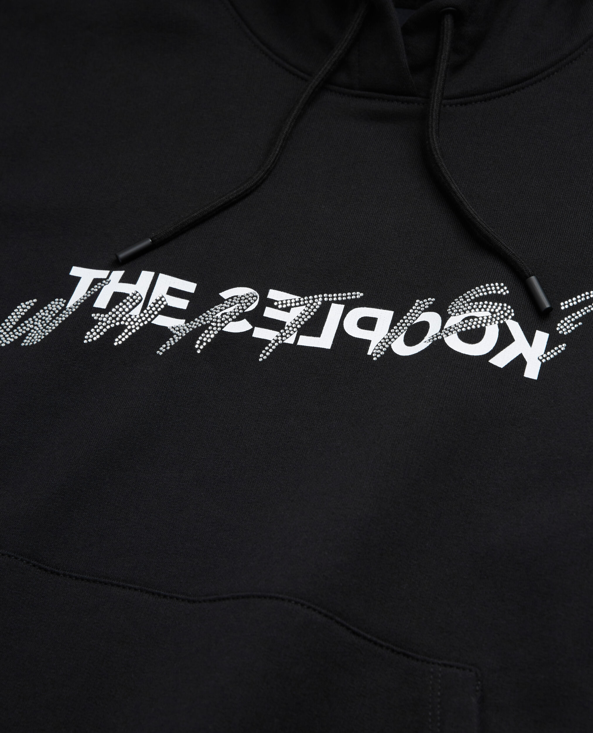 Damen Schwarzes Sweatshirt mit „What is“-Strassbesatz, BLACK, hi-res image number null