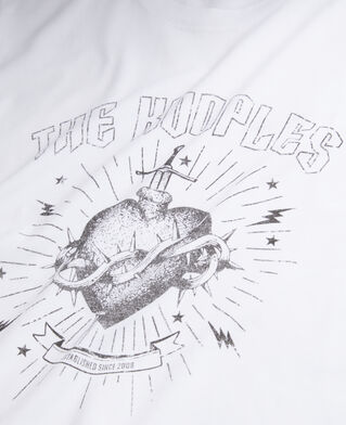 The Kooples MEN WHITE men's white t-shirt with dagger through heart serigraphy