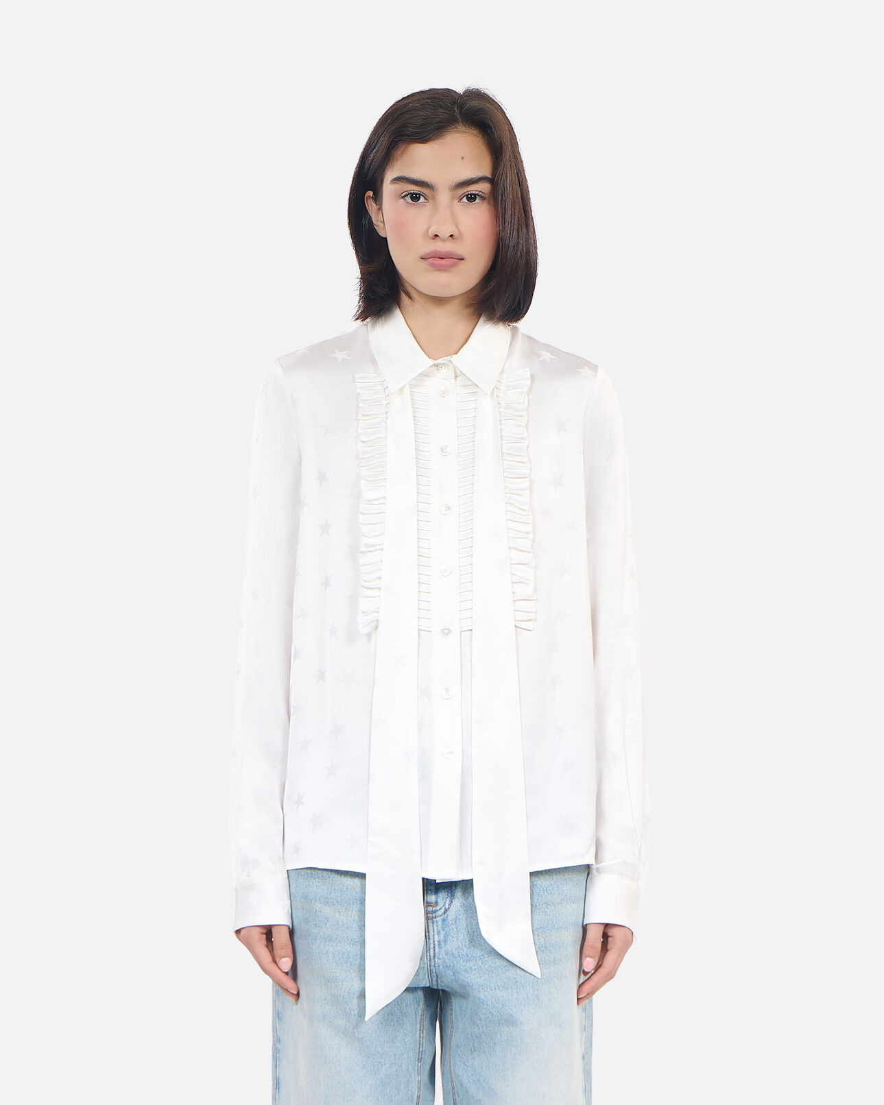 The Kooples DAMEN ECRU ecrufarbenes jacquard-hemd
