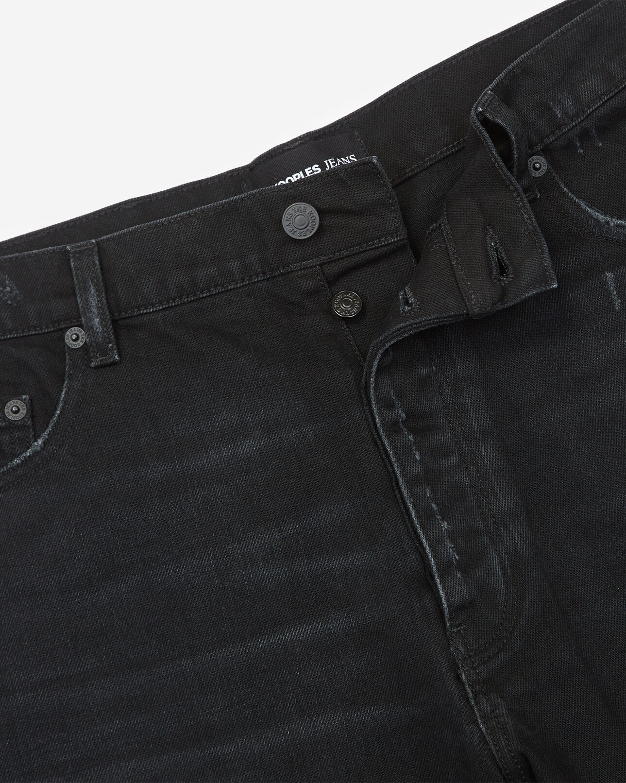 The Kooples MEN BLACK WASHED ripped black denim shorts