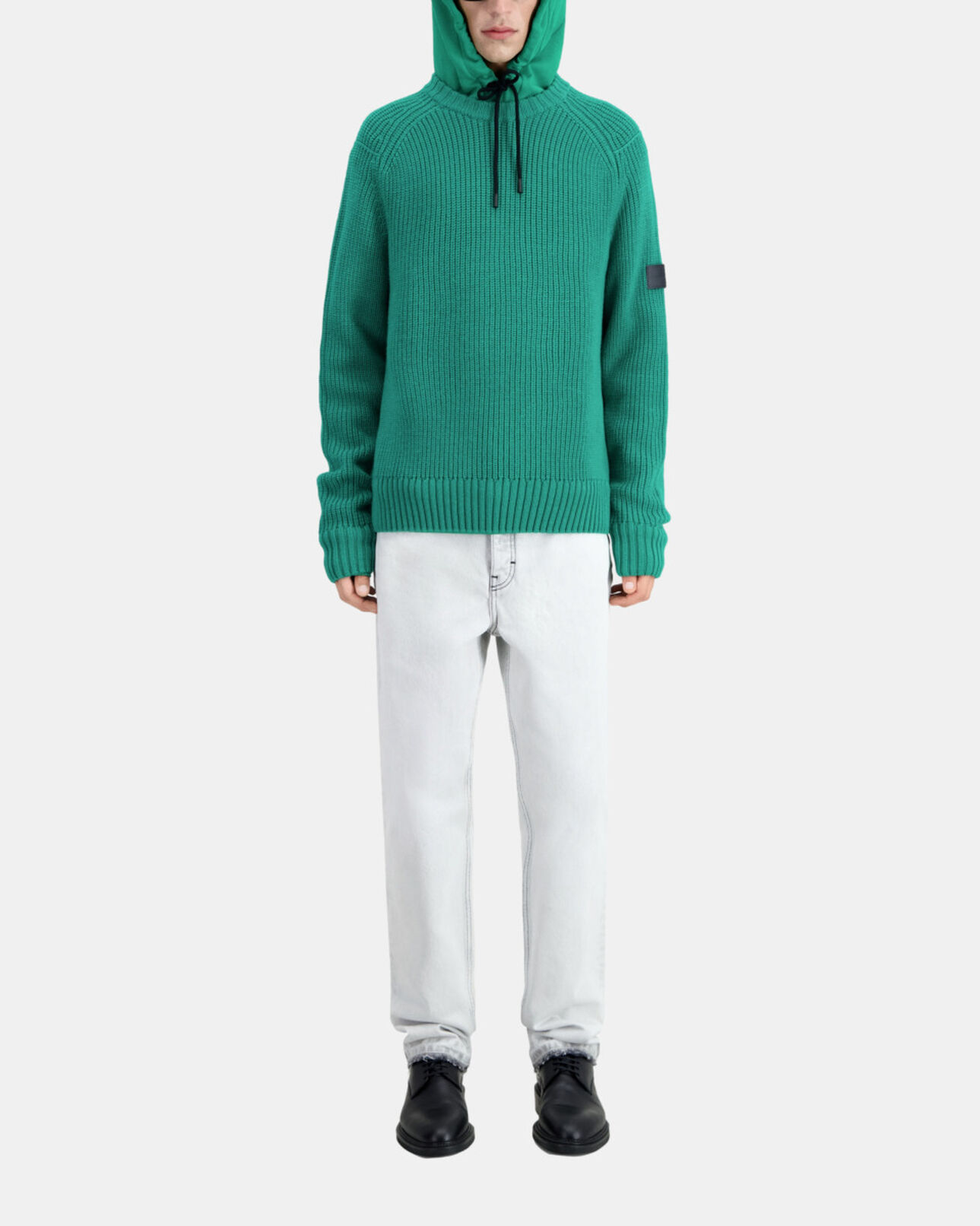 The Kooples HOMME GREEN pull vert en maille côtelée