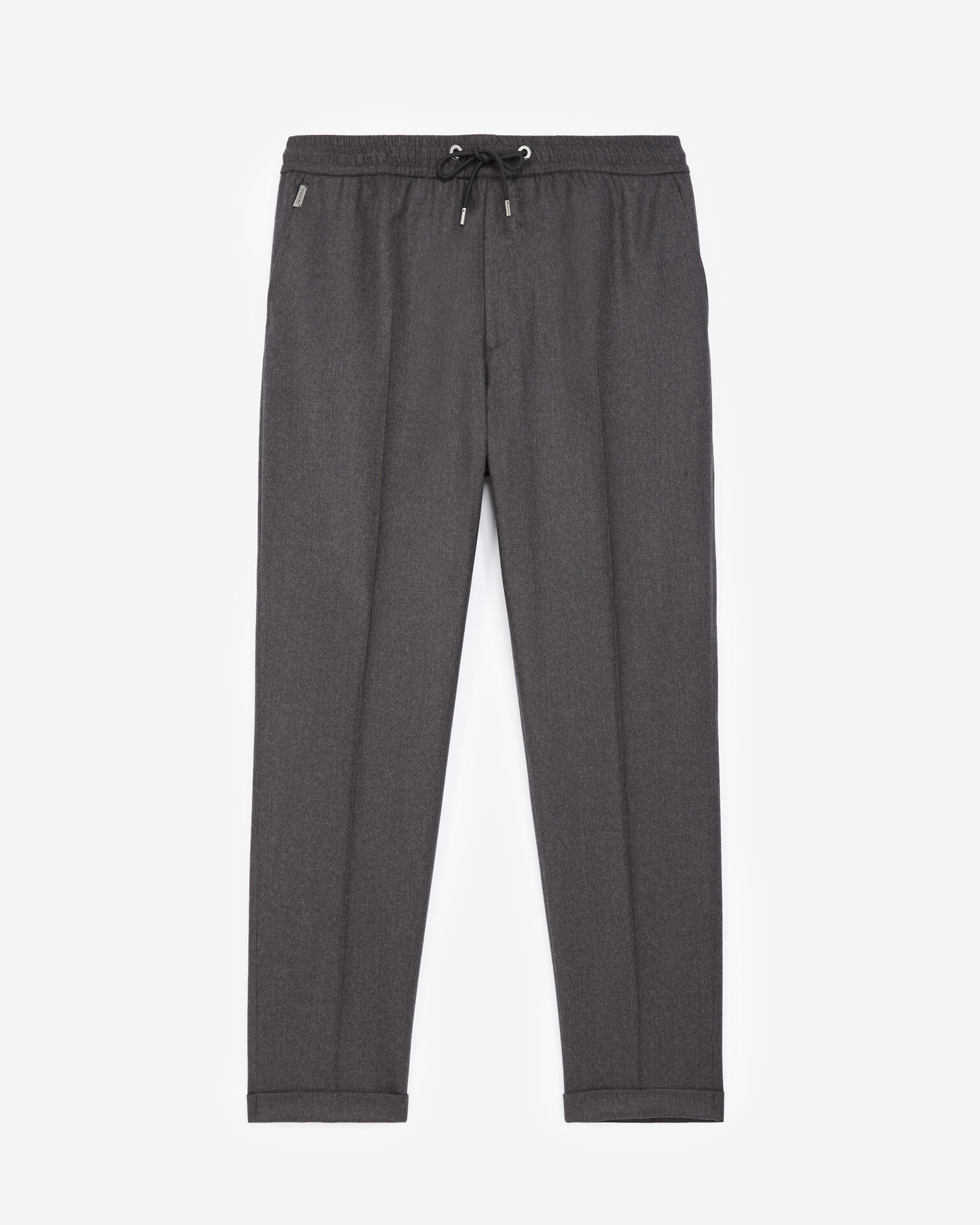 Grey wool trousers with elastic band, DARK GREY, hi-res image number null