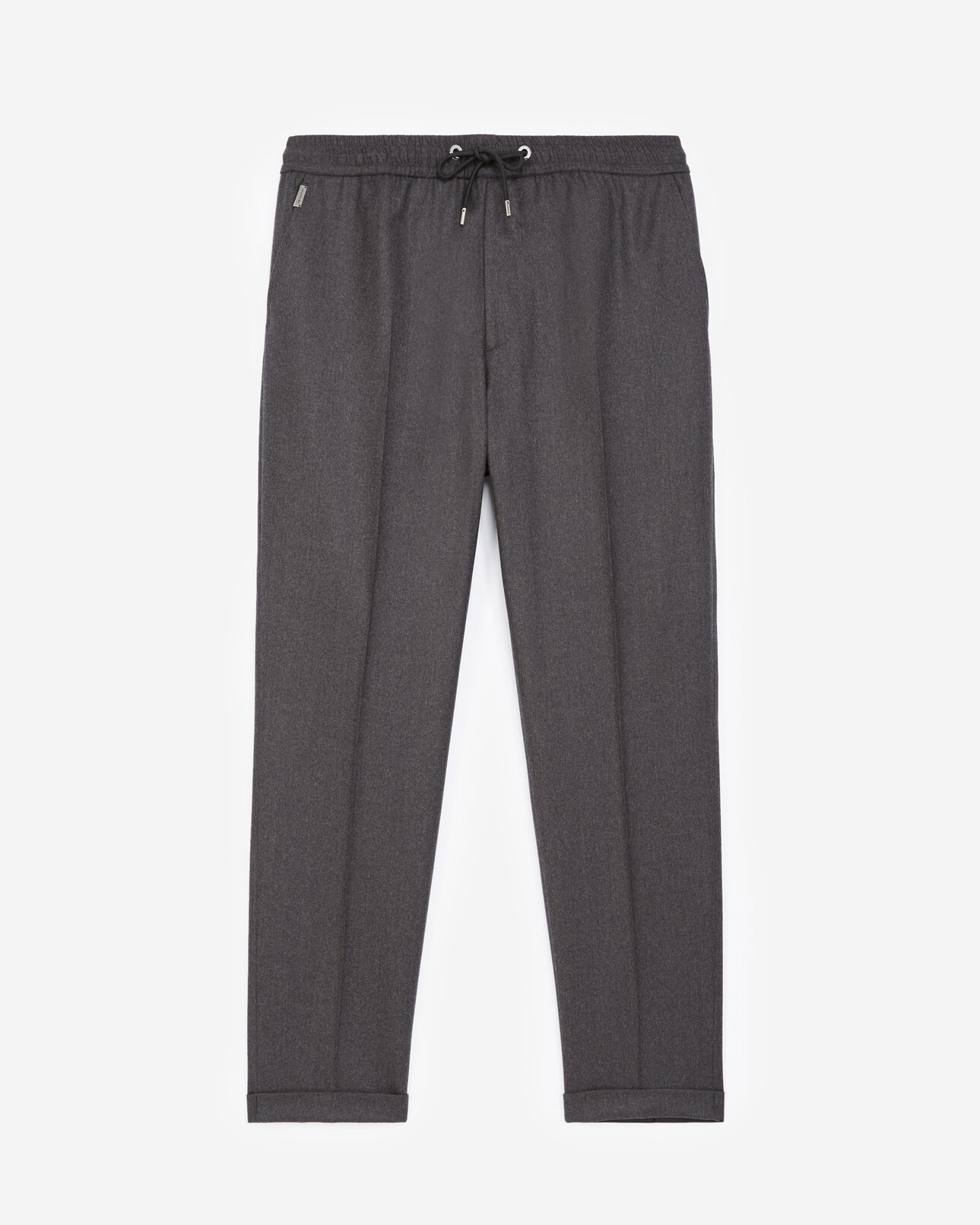 The Kooples MEN DARK GREY grey wool trousers with elastic band