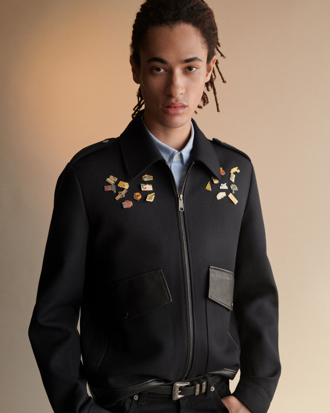 The Kooples HOMME NAVY blouson en laine bleu marine