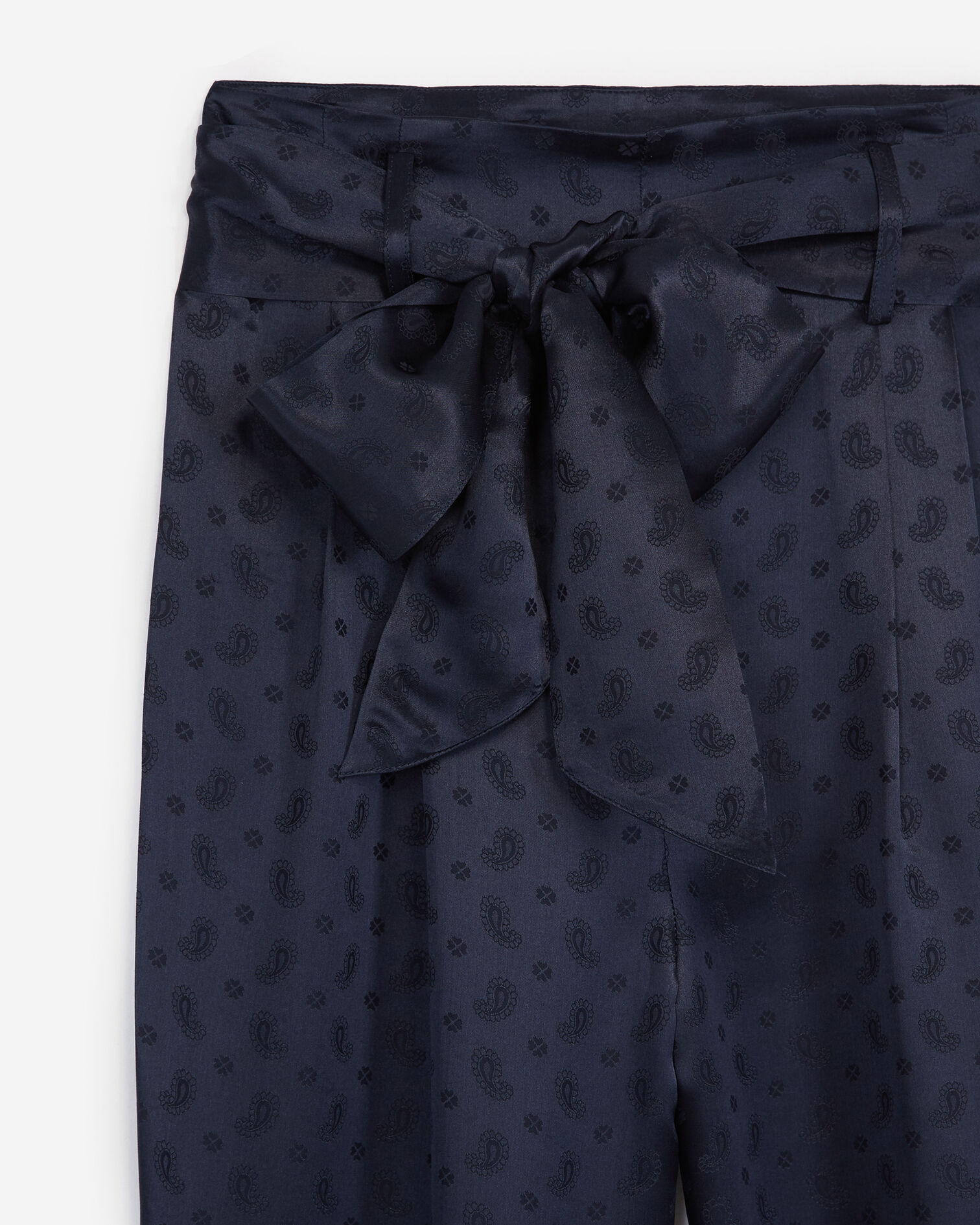 Pantalon fluide bleu marine jacquard, NAVY, hi-res image number null