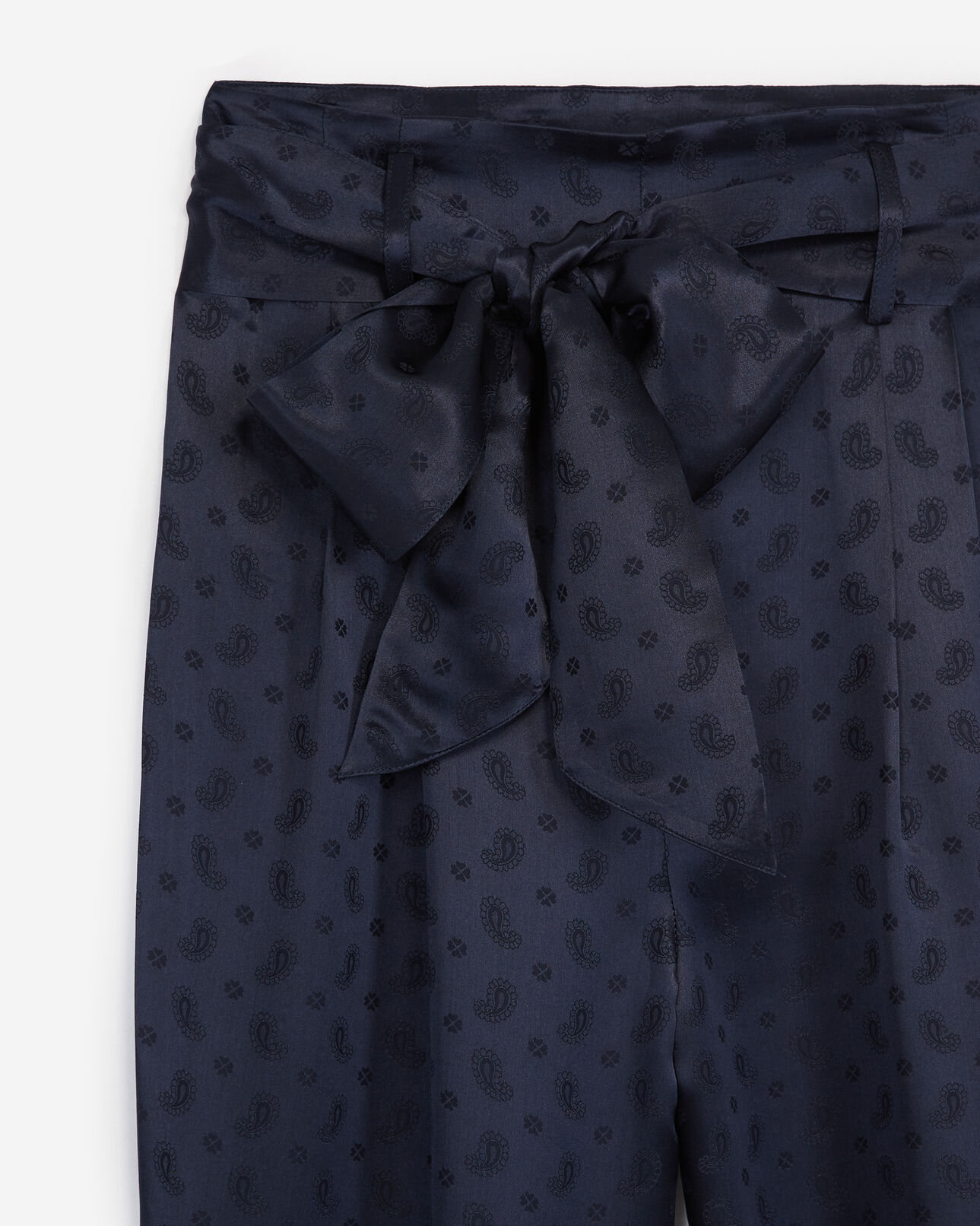The Kooples FEMME NAVY pantalon fluide bleu marine jacquard