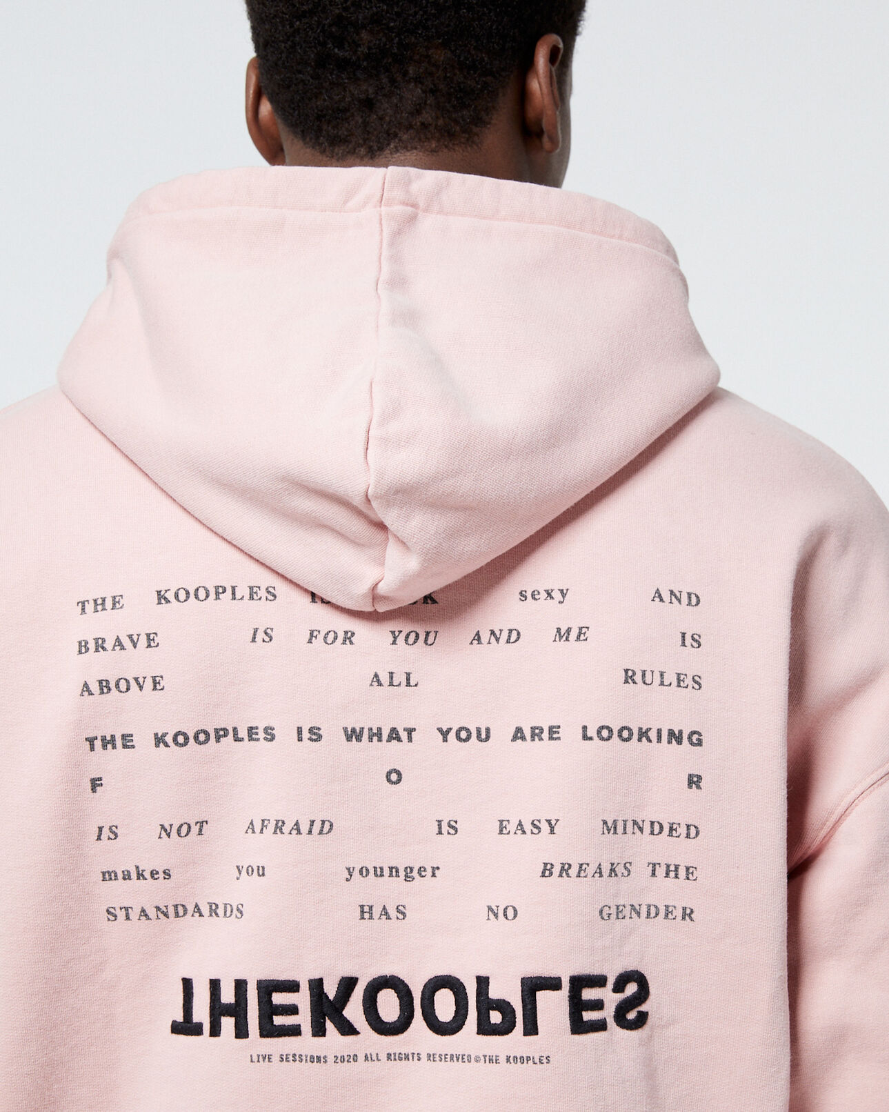 The Kooples HOMME LIGHT PINK sweat à capuche rose brodé the kooples