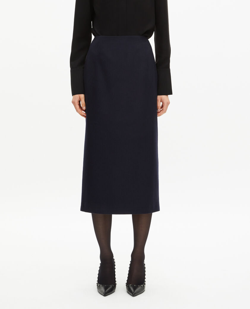 The Kooples FEMME NAVY jupe longue crayon marine