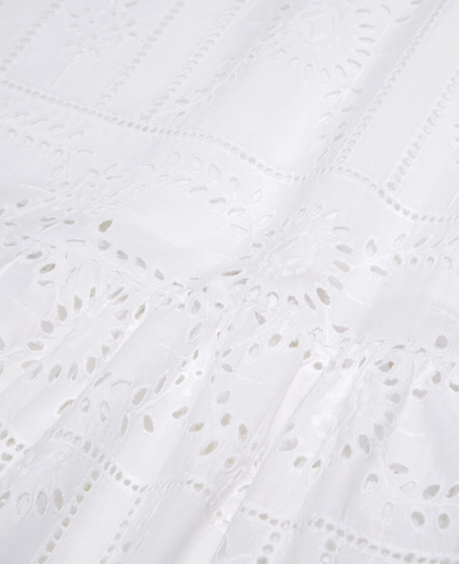falda larga blanca algodón volante bordado