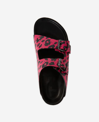 The Kooples WOMEN PINK printed leather sandals with double straps