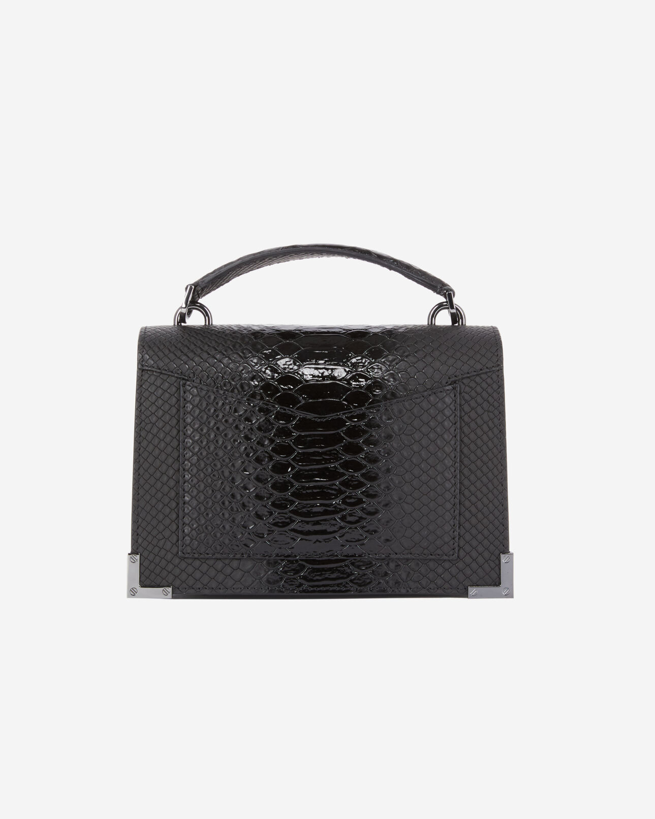 The Kooples WOMEN BLACK emily small bag in black python-effect leather