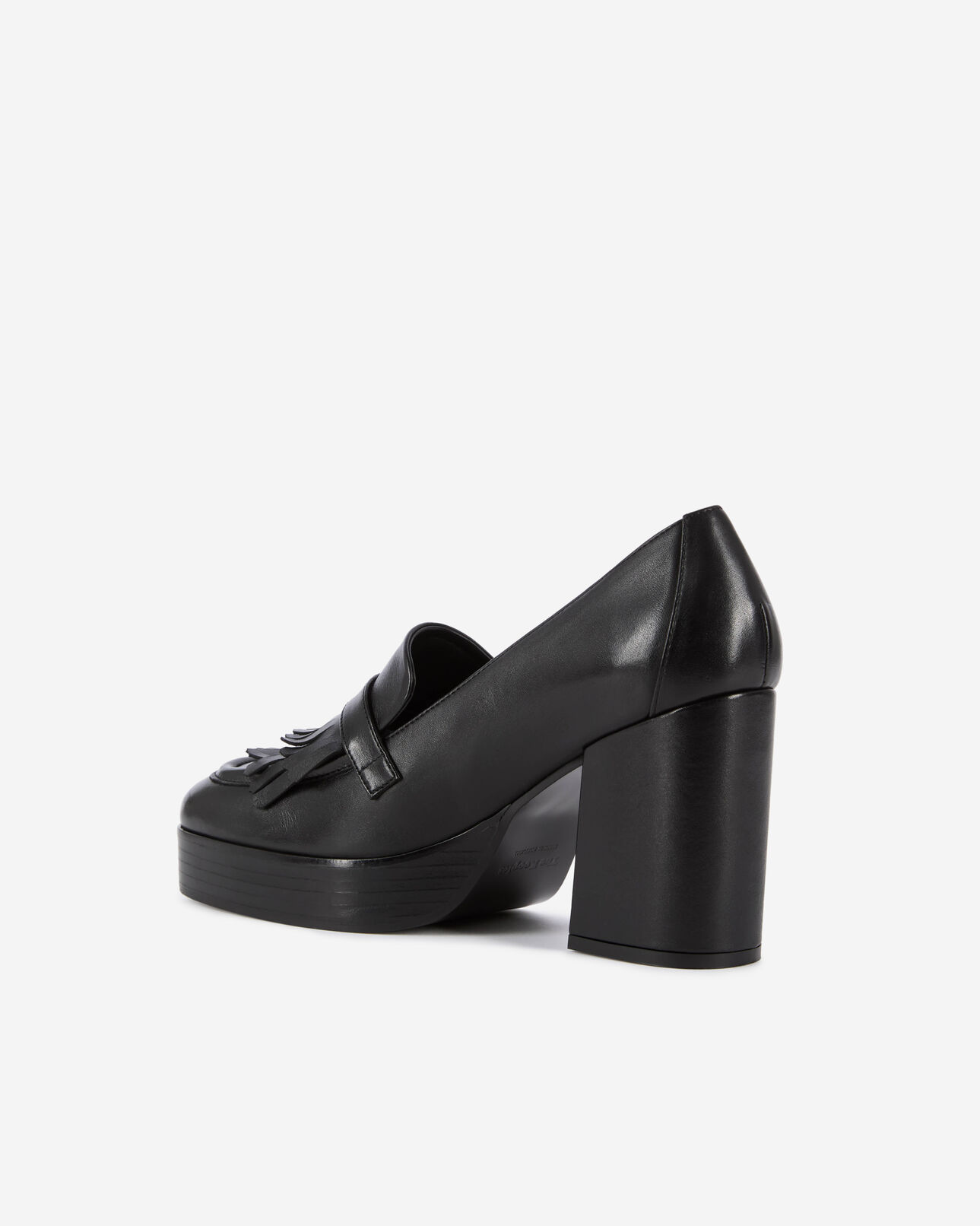 The Kooples WOMEN BLACK black leather heeled loafers