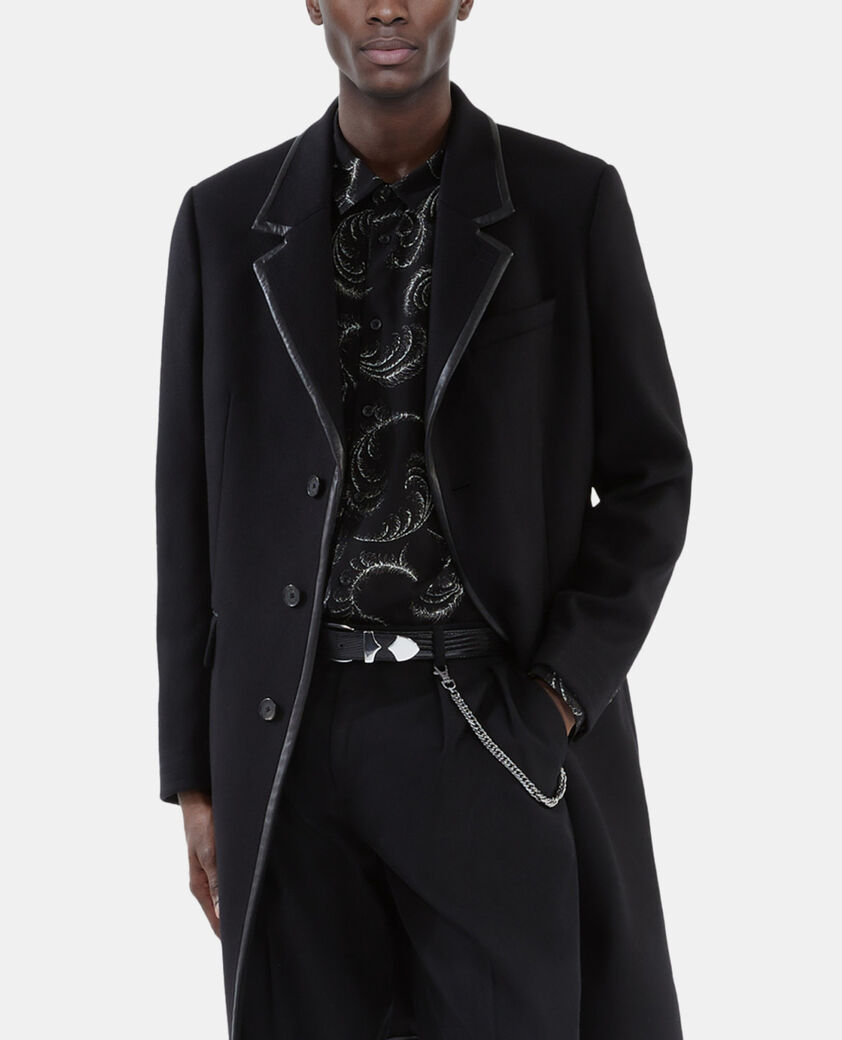 The Kooples HOMME BLACK manteau long en laine mélangée noire