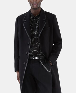 The Kooples HOMME BLACK manteau long en laine mélangée noire
