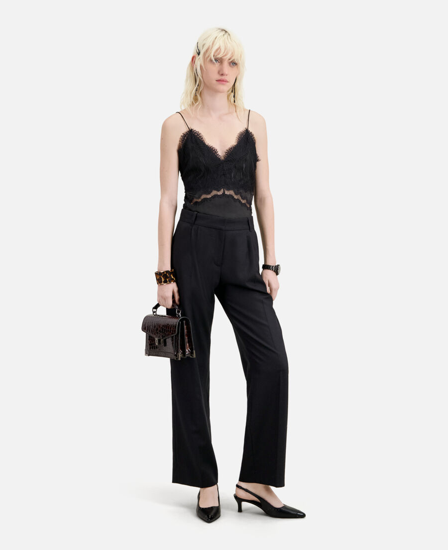 black flannel trousers with pleats