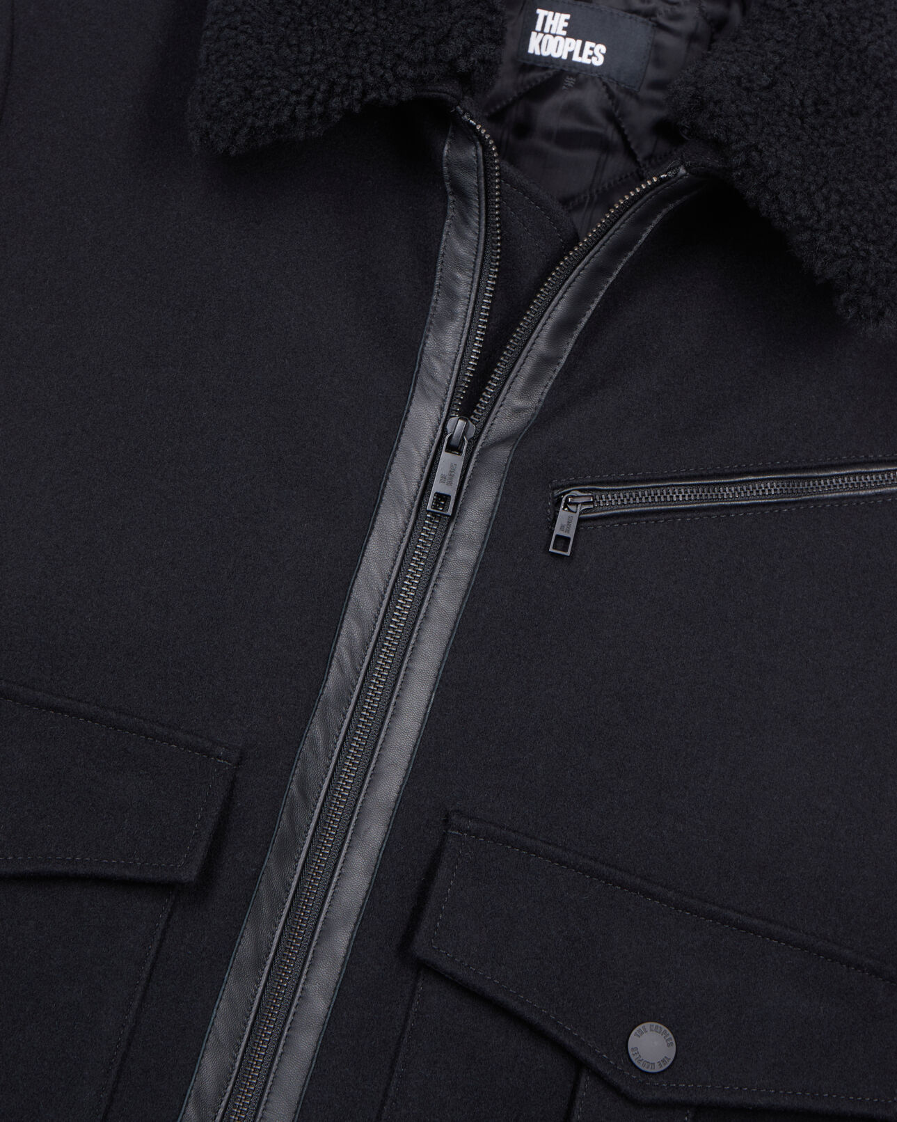 The Kooples HOMBRE BLACK chaqueta aviador mezcla lana negra