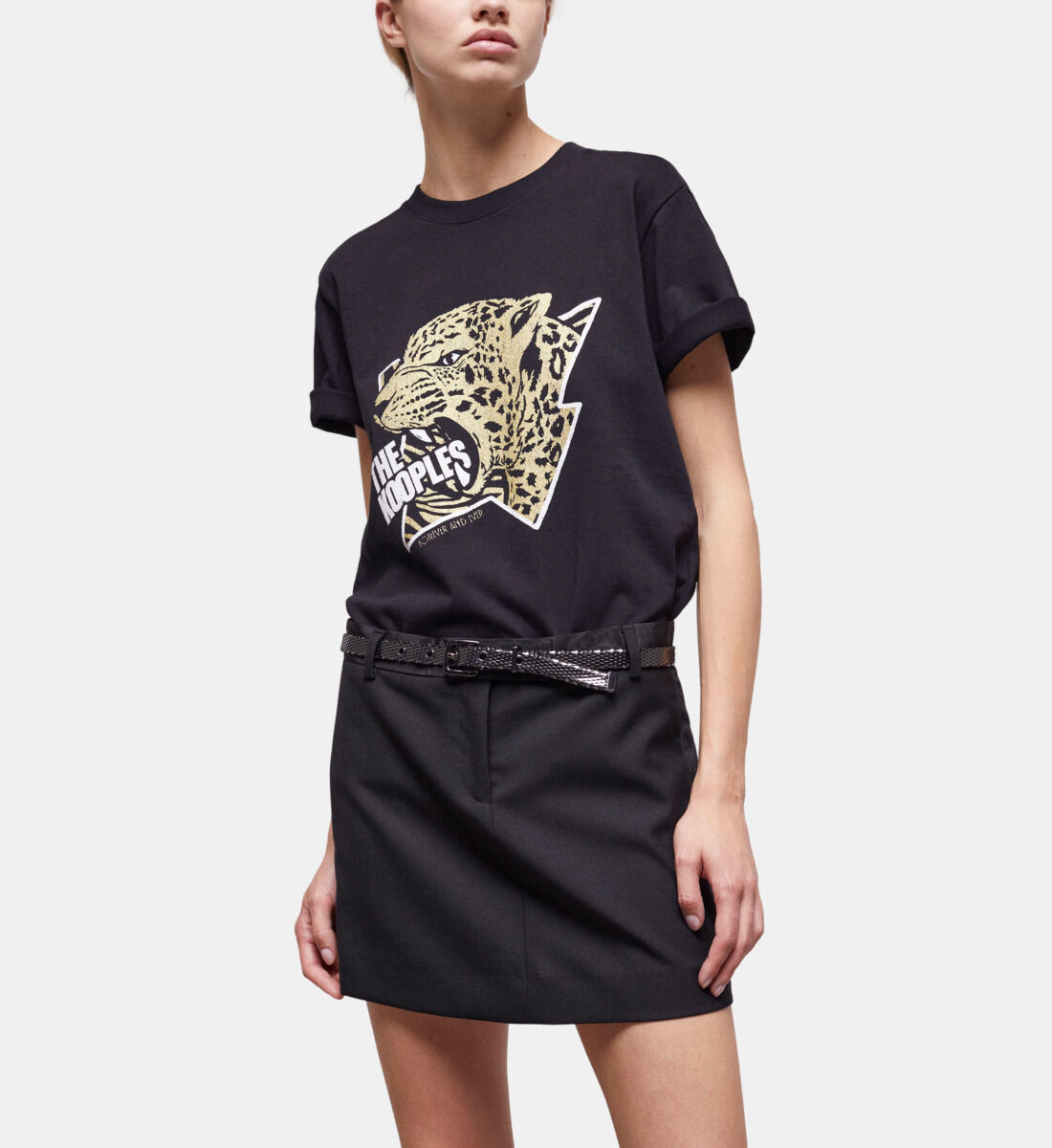 Short black wool skirt