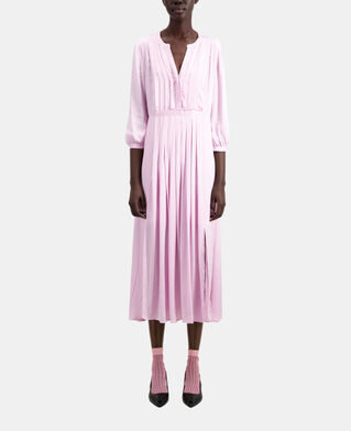 The Kooples MUJER PALE PINK vestido largo rosa plisado